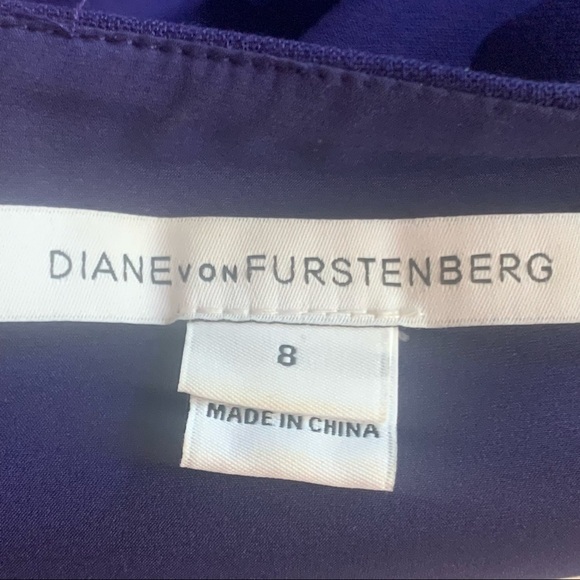 DIANE VON FURSTENBURG Halle Ponte Knit Purple Sleeveless Dress V-Neck Size 8 - Picture 3 of 16